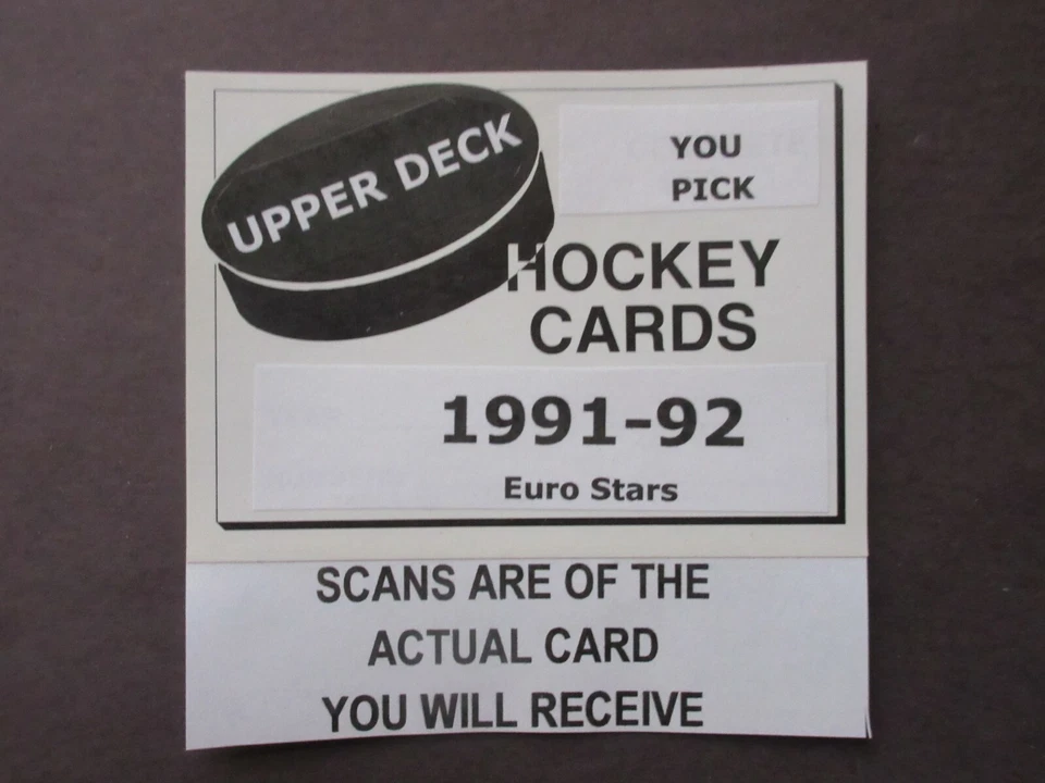 1991-92 Upper Deck Hockey ~  EURO STARS  ~ U-Pick Players from Scans ~ Free Ship - Image 1 of 1