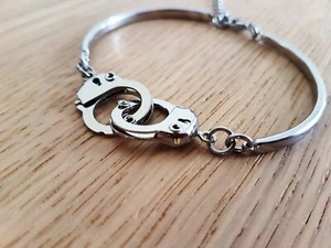 Handcuffs Bracelet Stainless Steel bdsm ddlg owned daddy Dom babygirl sub cuffs - Picture 1 of 7