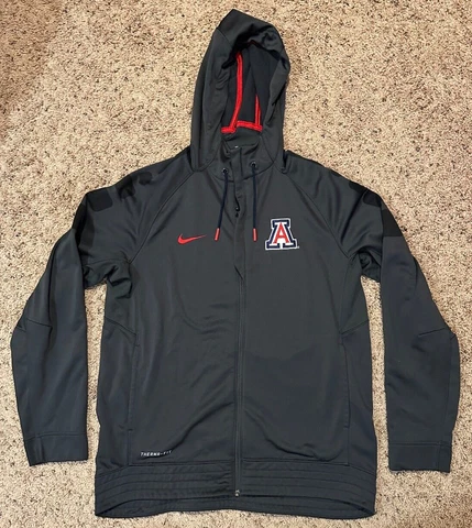 Nike Elite Therma Fit Arizona Wildcats Full Zip Hoodie Track Jacket Gray Mens L Cover