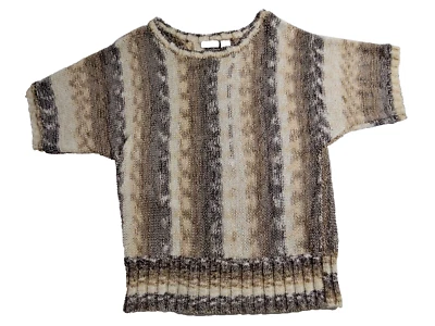 Suéter tejido XL beige claro y marrón mezcla colores manga corta para mujer (Tweeds) Foto 1 de 4