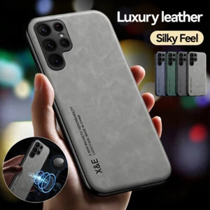 Magnetic Leather Phone Case Back Cover For Samsung S25 Ultra S24 S23 FE S22 Plus - Picture 1 of 20