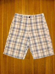 Pantalones cortos de golf para hombre American Eagle informales abotonados a cuadros azules/blancos - talla 30 - Imagen 1 de 5