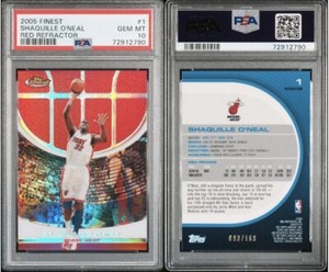 2005 Topps Finest - Red Refractor #1 Shaquille O'Neal /169 PSA 10 Heat Match 💎