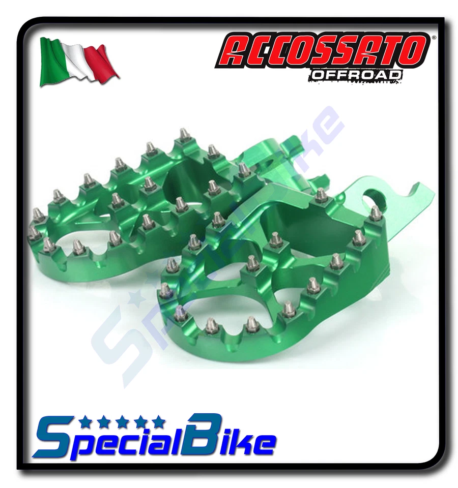PEDANE ACCOSSATO VERDE ERGAL MAGGIORATE OFFROAD COPPIA PER KAWASAKI KX 125 2002 Foto 1 de 1