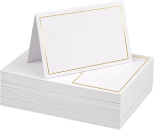 Tischkarten Blanko,100 Stück Platzkarten Hochzeit,Namensschilder mit Goldfolienr - Bild 1 von 7