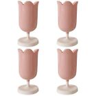 4 Count Pink Plastic Tulip Pen Holder Office Makeup Pencil Cups