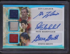 GUY LAFLEUR PETE MAHOVLICH STEVE SHUTT 2023 Leaf Game Used Autograph CANADIENS # - Picture 1 of 2