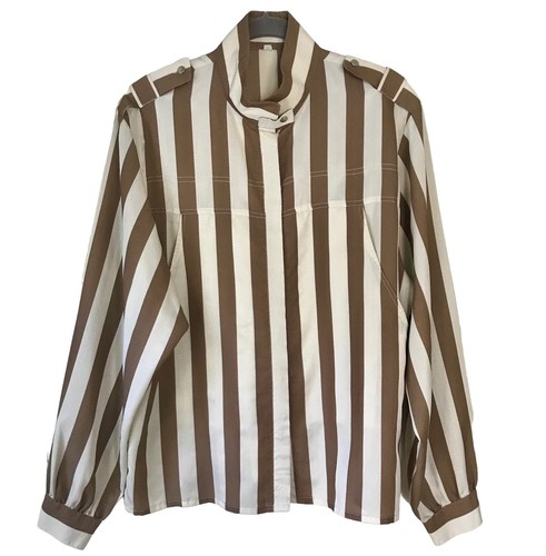 OFF WHITE Giacca top vintage anni '90 donna bianca e marrone a righe bianche e marroni