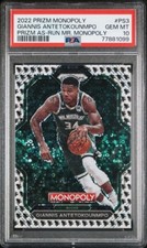 2022-23 Prizm Monopoly Giannis Antetokounmpo Running Mr Monopoly PSA 10 POP 4