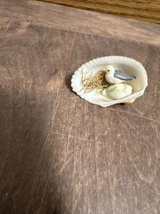 Vintage Souvenir Seashell Magnet, Sea Bird Scene - Imagen 1 de 3