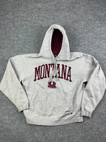 J. America Montana Grizzlies Hoodie Men's Medium Gray Pullover College Football Cover