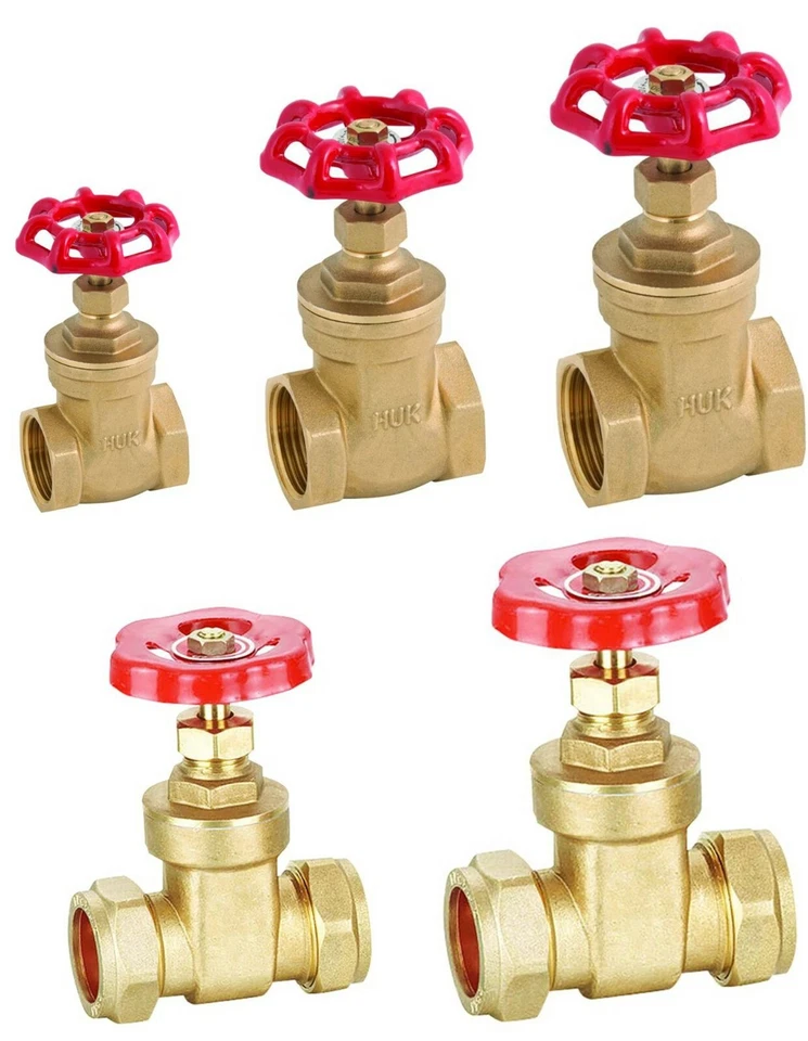 Brass Gate Valve Female BSP Threaded/ Compression End Sizes 1/2" to 54mm - Image 1 of 1