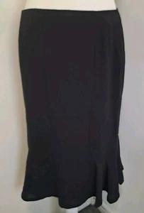 Hobbs 29 Rhoda Skirt Uk 12 Waist 30" Stepweave Wool Dark Navy Lined Midi BNWT - Picture 1 of 8