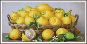 Bowl of lemons 17 Chart Counted Cross Stitch Pattern Needlework craft - Picture 1 of 4