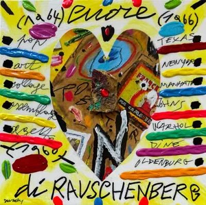 Rauschenberg Herz Bruno Donzelli Werk ÖL auf LEINWAND mit Rahmen Unikat - Bild 1 von 1