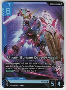 Unicornio Gundam (Modo Destrucción) Leyenda Raro Newtype Rising GD01-002 Casi Nuevo - Imagen 1 de 2