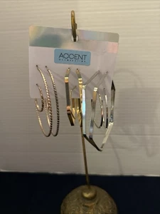 Set 6 orecchini stile cerchio tono argento e oro - Foto 1 di 7