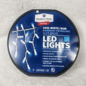 Member's Mark Cool White/Blue LED Icicle Lights, 12' 150 Count New - Picture 1 of 9