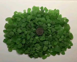 GENUINE SURF TUMBLED SEA GLASS FROM PUERTO RICO / 1.1+ LB GREEN #4 - Picture 1 of 2
