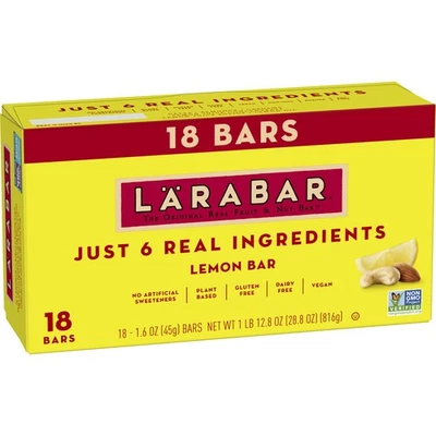 Barra de limón Larabar barras de frutas y nueces veganas sin gluten barras de 1,6 oz 18 quilates Foto 1 de 4