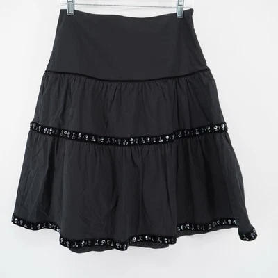 Old Navy Vintage Y2K Swing Skirt Women’s 4 Black Low Waist Velvet Sequins Goth - Image 1 of 4