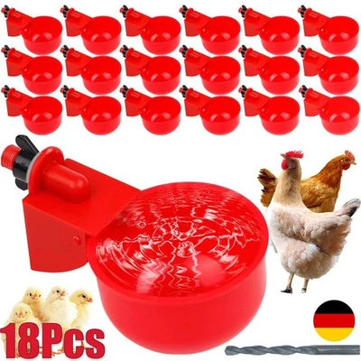 18X Automatische Tassen Hühnertränke Geflügel-Chook Wasserzufuhr Trinker Rot DHL - Bild 1 von 4
