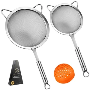 Stainless Steel Fine Mesh Strainer Set – 1 Large Flour Sifter with Sturdy Han... - Picture 1 of 7