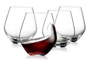 Wine Glasses, Stemless Wine Glasses, Red Wine 4 Count (Pack of 1) A Clear - Picture 1 of 8