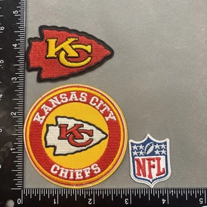 LOT OF 3 KANSAS CITY CHIEFS IRON ON EMBROIDERED PATCHES - Picture 1 of 1