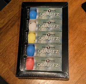 Top Flite Quartz Multi Color Pack Of 15 Golf Balls New In Box Sealed Distance - Picture 1 of 6