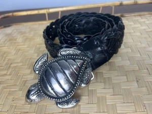 Cintura Chico's in pelle donna M/L nera regolabile fibbia tartaruga boho chic - Foto 1 di 6