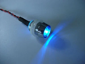 BIG (10mm) BLUE 6V LED  WITH CHROME BEZEL - Picture 1 of 1