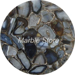 21" x 21" Agate Coffee Table Top Natural stones Art Handmade Work Home Decor - Picture 1 of 1