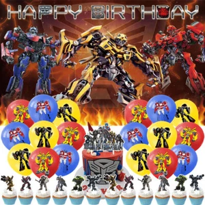 Transformers Party Supplies Birthday Decoration Set Cake Toppers Banner Balloons - Picture 1 of 7