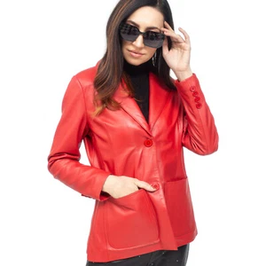 Damen Echtleder Blazer Mantel - 2-Knopf klassisch schicke Jacke Oberbekleidung - Bild 1 von 9