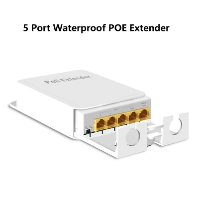 5 Port Waterproof POE Extender POE Repeater 1000Mbps Outdoor Network IP55 VLAN - Image 1 of 4