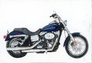 Harley Davidson Low Rider Original Art, 6x4 inch, Acrylic on Board. Signed. - Picture 1 of 3