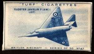 Tobacco Card, Carreras, Turf, BRITISH AIRCRAFT, 1953, Gloster Javelin, #47 - Picture 1 of 2