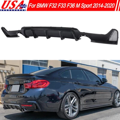 For BMW F32 F33 F36 M Sport 2014-2020 Rear Diffuser Dual Exhaust Tip Gloss Black - Image 1 of 4
