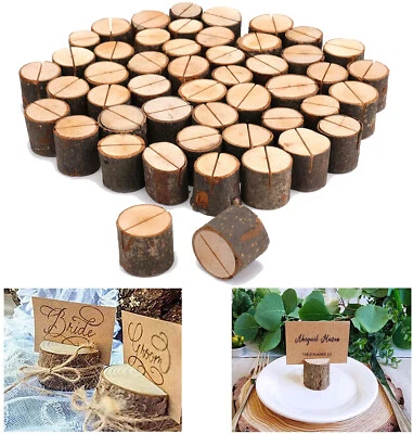 100Pcs Wooden Table Card Holder Number Place Menu Name Stand Wedding Party Decor - Image 1 of 4