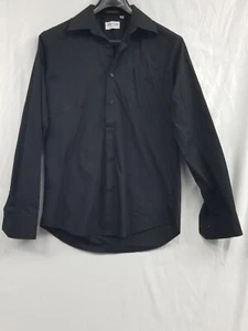 Berlioni Italy Men's Premium French Convertible Cuff Dress Shirt Black 15-15 1/2 - Picture 1 of 10