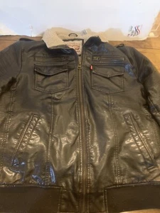 Levi Strauss Co. Faux Leather Bomber Jacket Sherpa Lined Size L - Picture 1 of 6