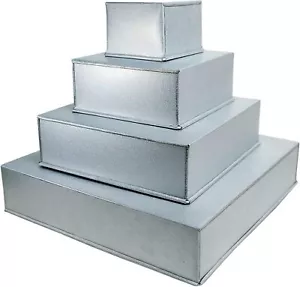 New-4 Tier Square Baking Pan Set Multilayer Birthday/Wedding Anniversary Cake Ti - Picture 1 of 4
