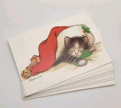 Vintage Cat & Mouse Christmas Cards - Paper Magic Group - 16 Total Cards - Image 1 of 4