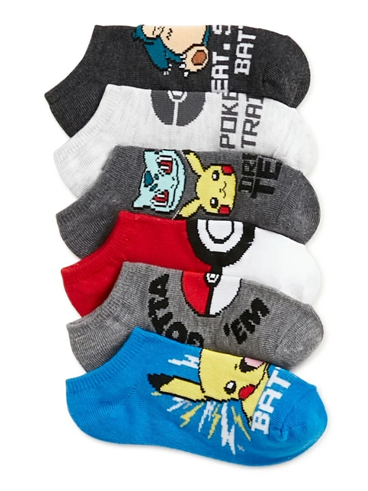 Pokémon Little Boys No Show Socks 6 Pack Size 10.5-3.5