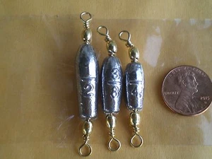 30 PCS. TROLLING SINKER W/#7 BRASS BARREL SWIVEL 1/2, 3/8, 1/4 OZ. 10ea. - Picture 1 of 4