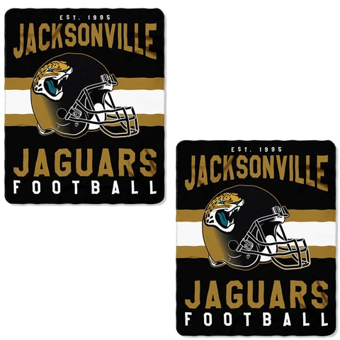 2pc Set NFL Jacksonville Jaguars Soft Fleece Throw Blanket 50" X 60" Cover