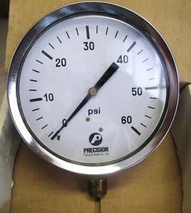 Precision Fitting & Valve Co. 4" Pressure Gauge - 1/4" NPT 0-60 psi New Surplus - Picture 1 of 10