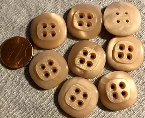 8 Pearlized Caramel Camel Tan Square Plastic Buttons 13/16" 21MM # 2976 - Picture 1 of 1