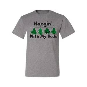 Hangin with My Buds THC Marijuana CBD Weed Men Graphic Tshirt - Picture 1 of 21